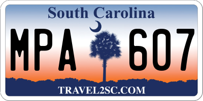 SC license plate MPA607