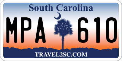 SC license plate MPA610