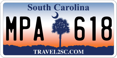 SC license plate MPA618