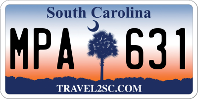 SC license plate MPA631