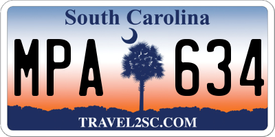 SC license plate MPA634