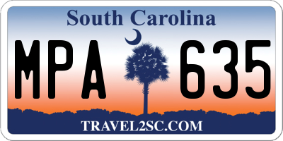 SC license plate MPA635