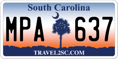 SC license plate MPA637