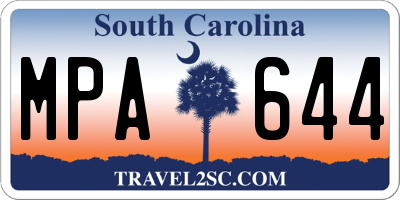 SC license plate MPA644