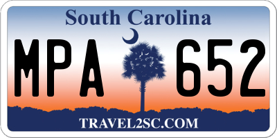 SC license plate MPA652