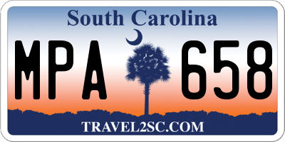 SC license plate MPA658