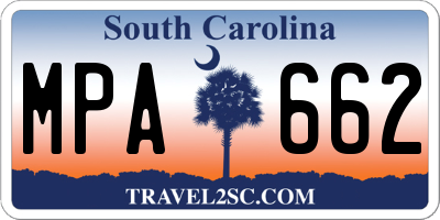 SC license plate MPA662