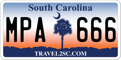 SC license plate MPA666