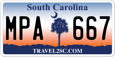 SC license plate MPA667