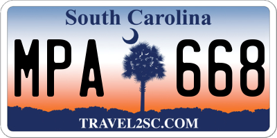 SC license plate MPA668