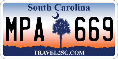 SC license plate MPA669