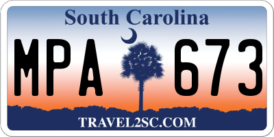 SC license plate MPA673