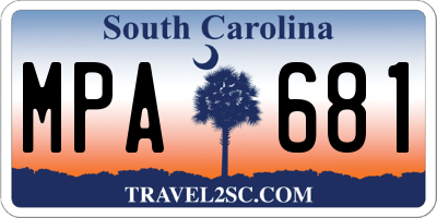SC license plate MPA681