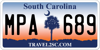 SC license plate MPA689