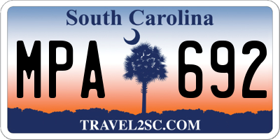 SC license plate MPA692