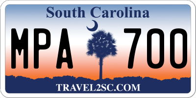 SC license plate MPA700