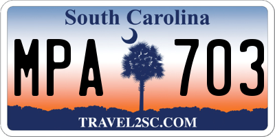 SC license plate MPA703