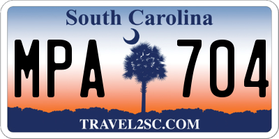 SC license plate MPA704
