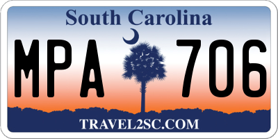 SC license plate MPA706