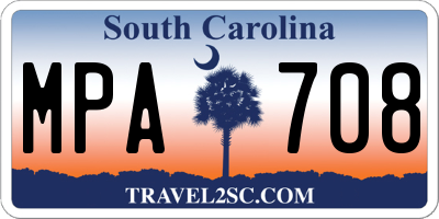 SC license plate MPA708