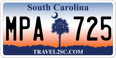 SC license plate MPA725