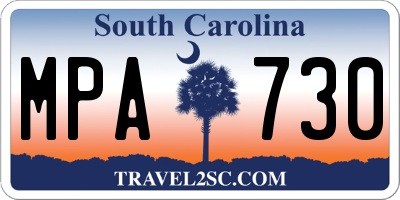 SC license plate MPA730