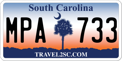 SC license plate MPA733