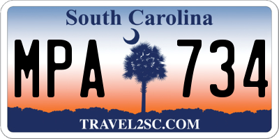 SC license plate MPA734