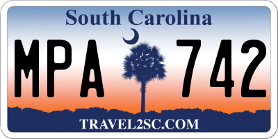 SC license plate MPA742