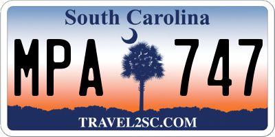 SC license plate MPA747