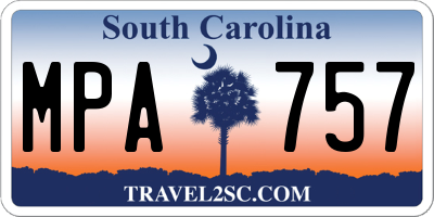 SC license plate MPA757
