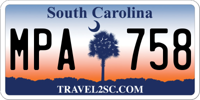 SC license plate MPA758