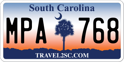 SC license plate MPA768