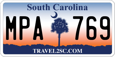 SC license plate MPA769