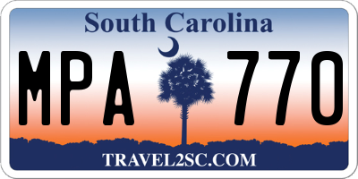 SC license plate MPA770