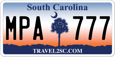 SC license plate MPA777
