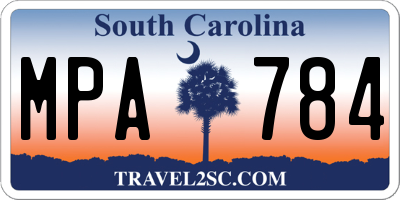 SC license plate MPA784