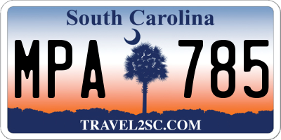 SC license plate MPA785