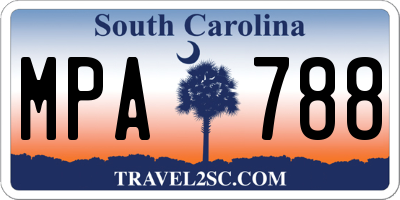 SC license plate MPA788