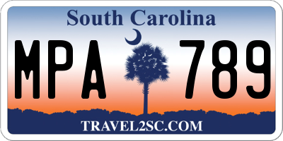 SC license plate MPA789