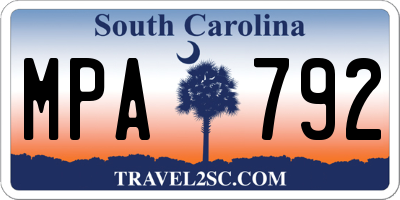 SC license plate MPA792