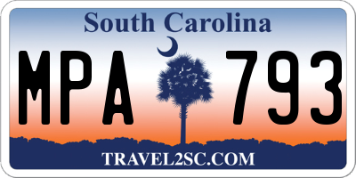 SC license plate MPA793