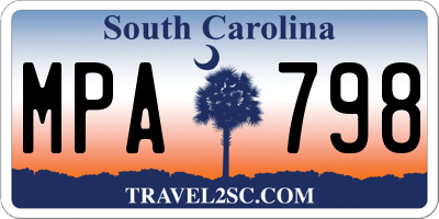 SC license plate MPA798