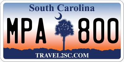 SC license plate MPA800