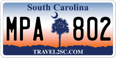 SC license plate MPA802