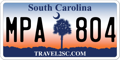 SC license plate MPA804