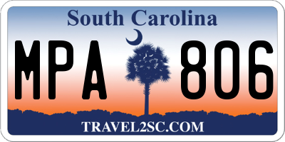 SC license plate MPA806