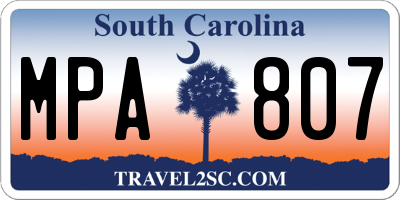 SC license plate MPA807