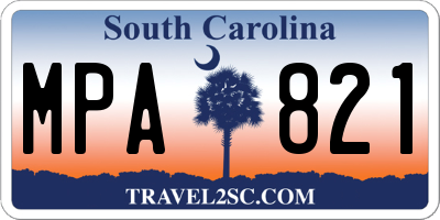 SC license plate MPA821