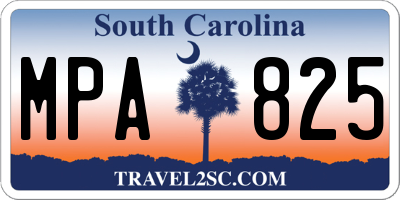SC license plate MPA825